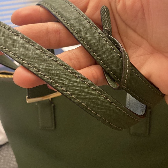 Kate spade tote , rare dark green . Excellent condition with matching wallet. - Picture 8 of 14